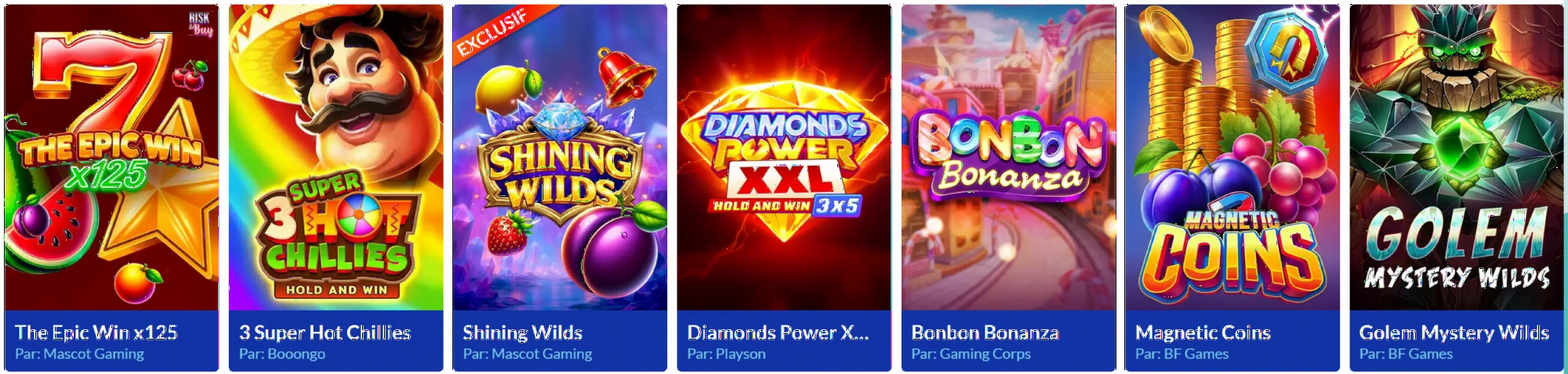 Machines à sous disponibles sur Lucky Treasure Casino